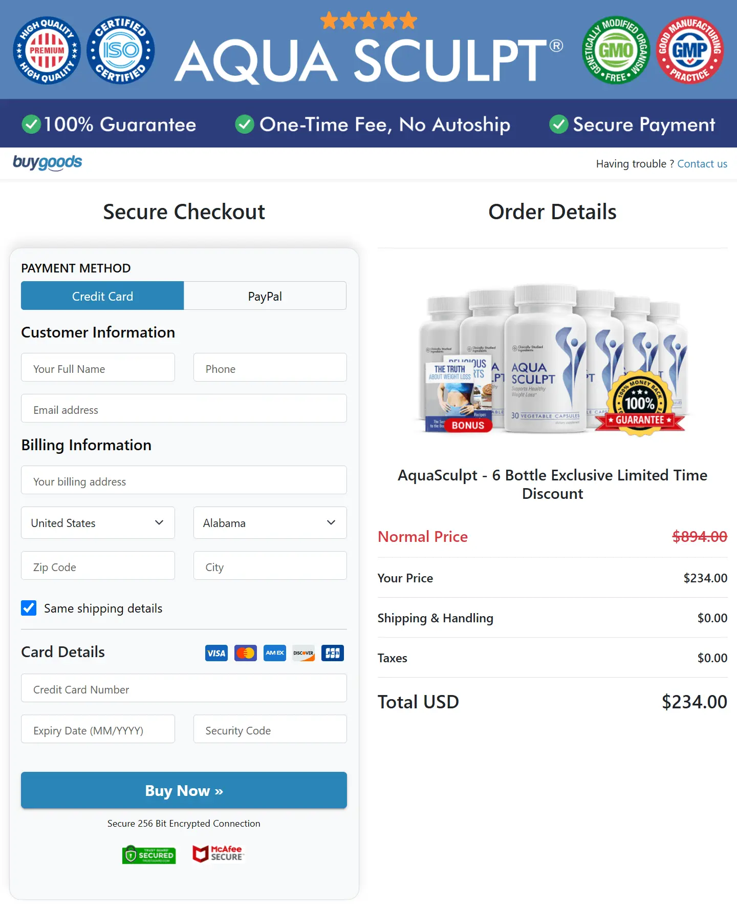 aquasculpt order page